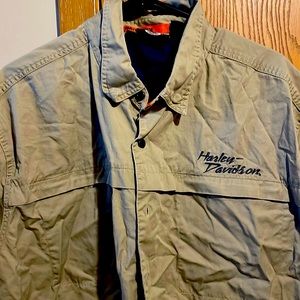 Grey And navy Harley Davidson Button Down